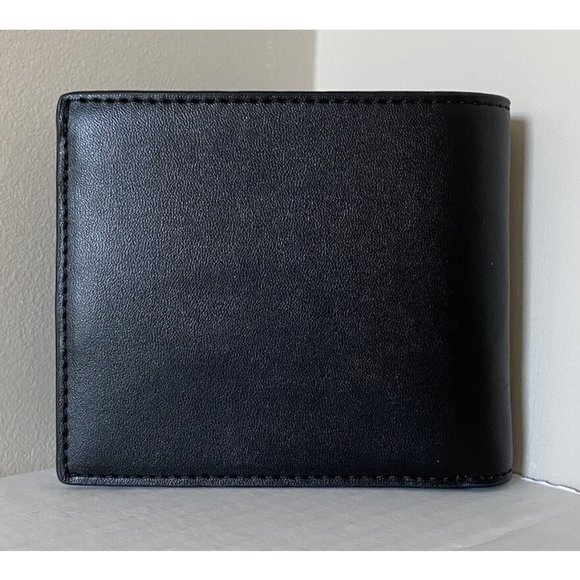 New Michael Kors Cooper Men's Billfold wallet Vegan Faux Leather Black / White - Picture 3 of 5
